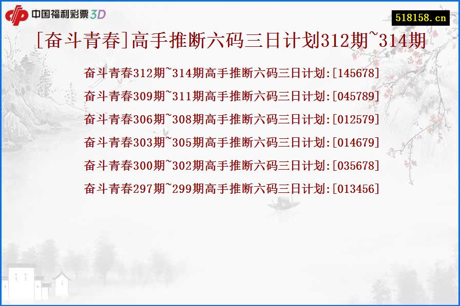 [奋斗青春]高手推断六码三日计划312期~314期