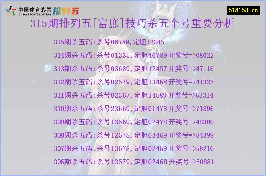 315期排列五[富庶]技巧杀五个号重要分析