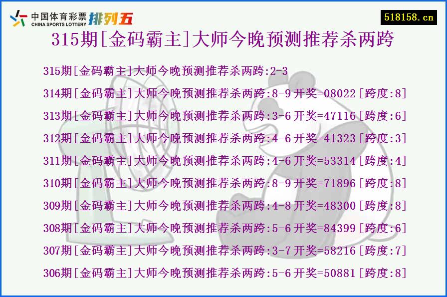 315期[金码霸主]大师今晚预测推荐杀两跨