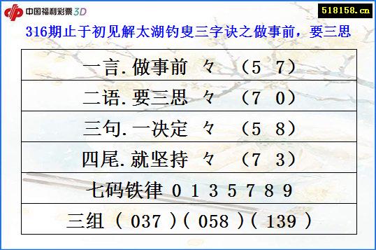 316期止于初见解太湖钓叟三字诀之做事前，要三思