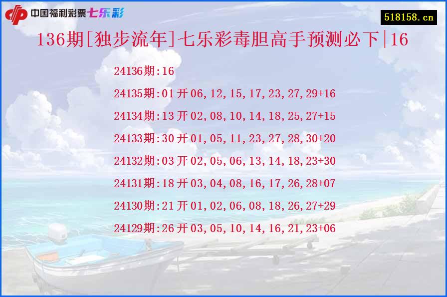 136期[独步流年]七乐彩毒胆高手预测必下|16