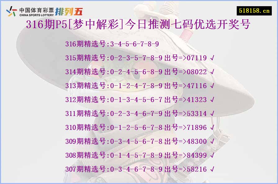 316期P5[梦中解彩]今日推测七码优选开奖号