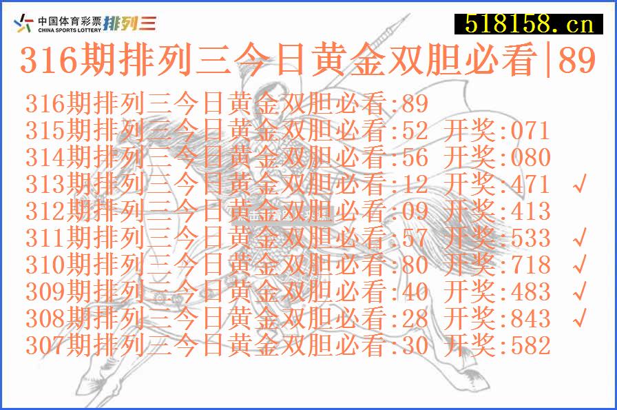 316期排列三今日黄金双胆必看|89