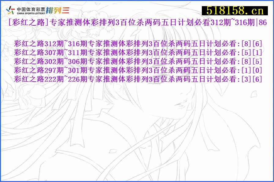 [彩红之路]专家推测体彩排列3百位杀两码五日计划必看312期~316期|86