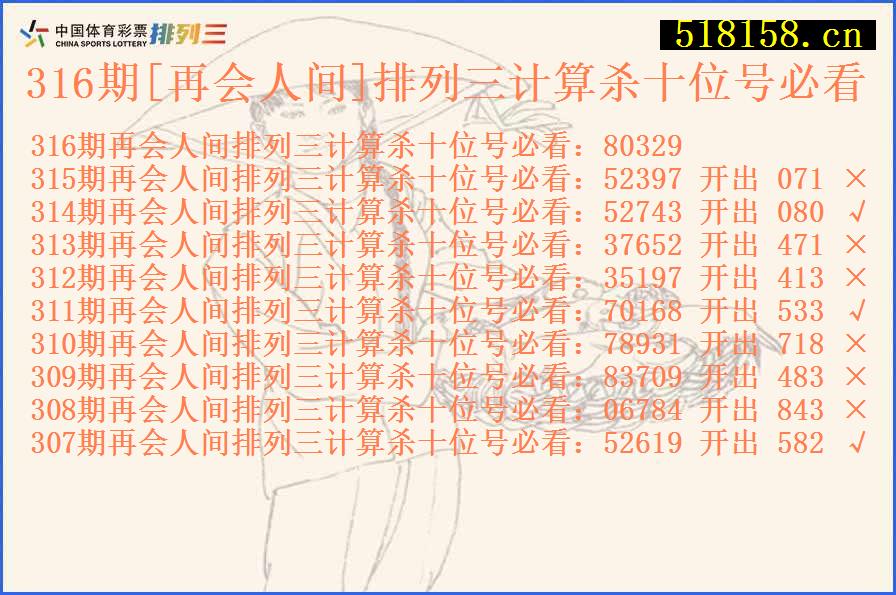 316期[再会人间]排列三计算杀十位号必看