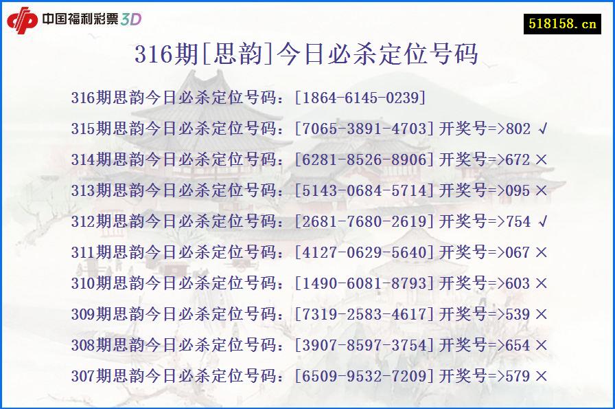 316期[思韵]今日必杀定位号码