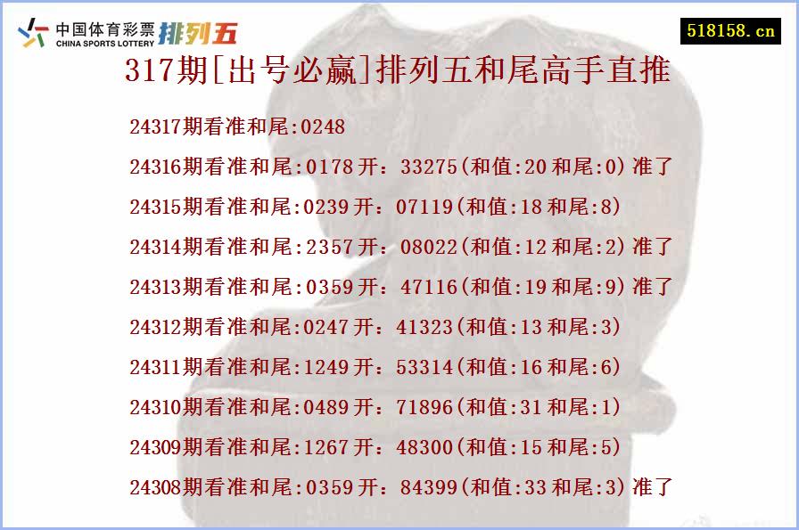 317期[出号必赢]排列五和尾高手直推