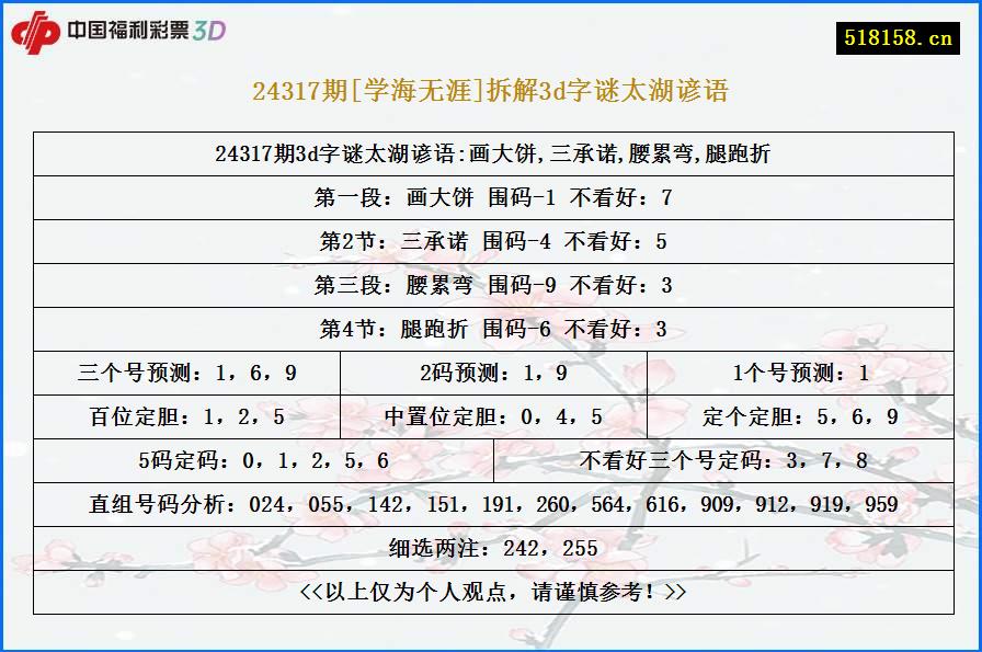 24317期[学海无涯]拆解3d字谜太湖谚语