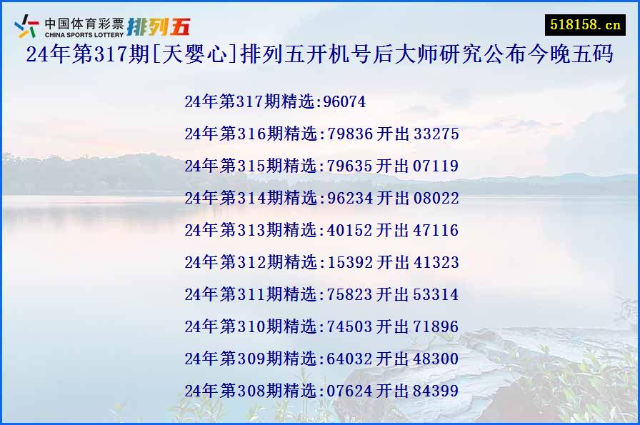 24年第317期[天婴心]排列五开机号后大师研究公布今晚五码