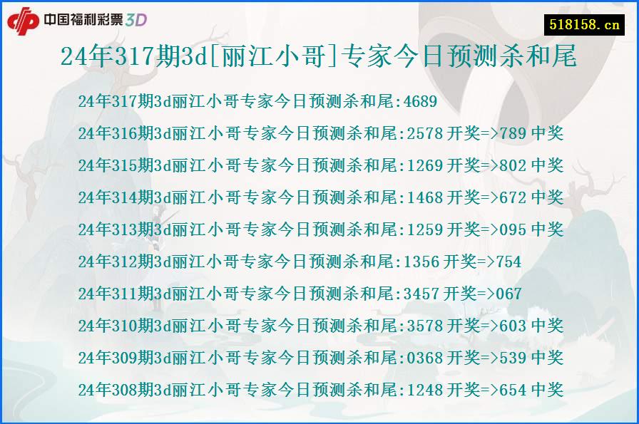 24年317期3d[丽江小哥]专家今日预测杀和尾