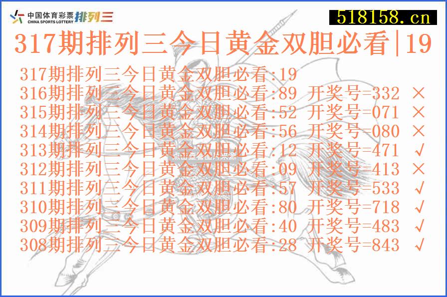 317期排列三今日黄金双胆必看|19