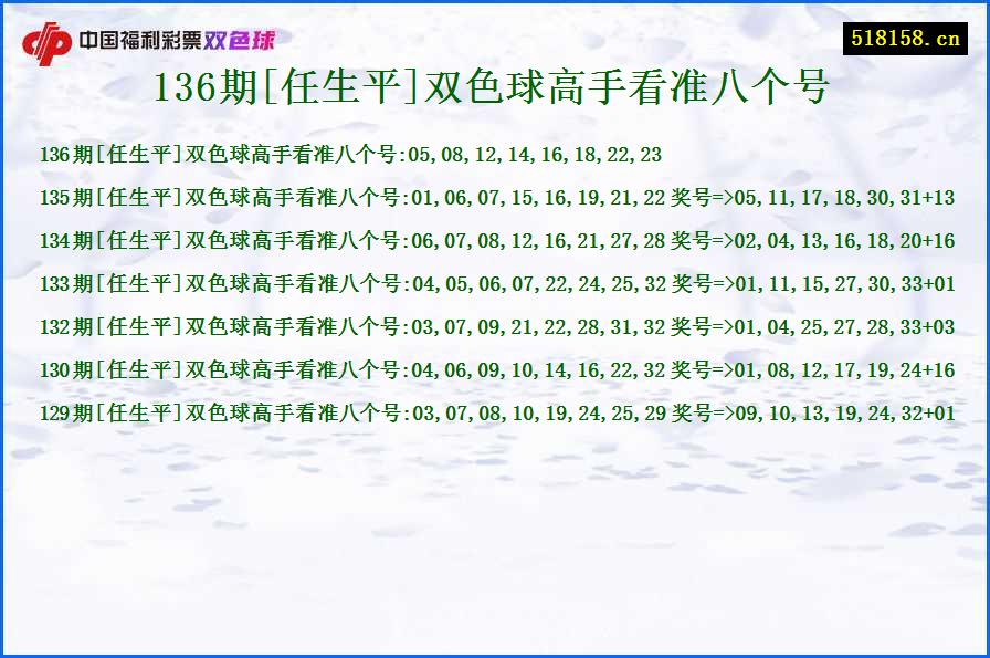 136期[任生平]双色球高手看准八个号