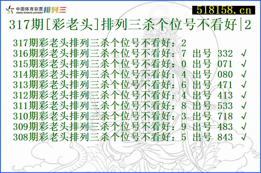 317期[彩老头]排列三杀个位号不看好|2