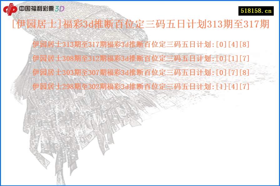[伊园居士]福彩3d推断百位定三码五日计划313期至317期