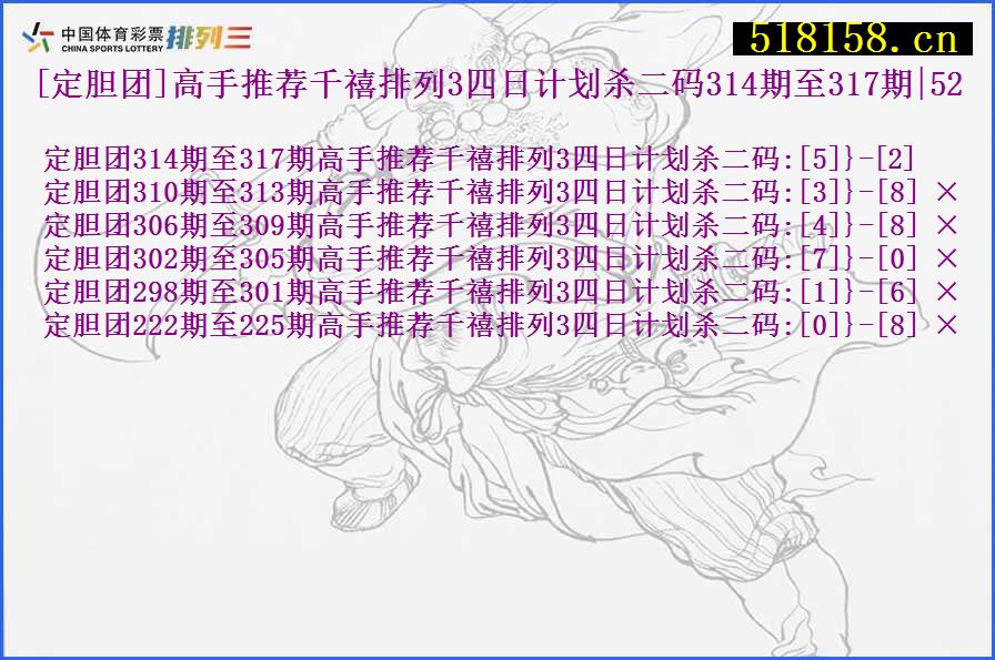 [定胆团]高手推荐千禧排列3四日计划杀二码314期至317期|52