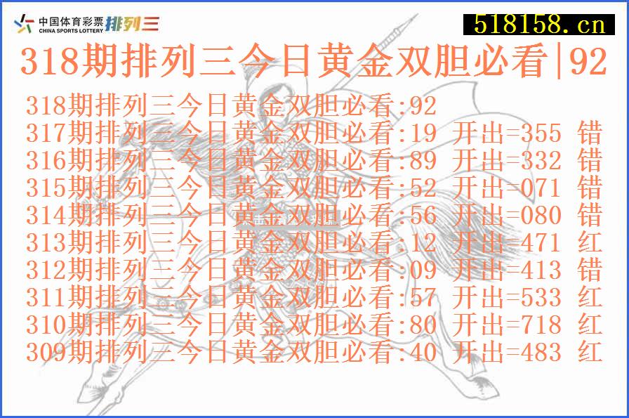 318期排列三今日黄金双胆必看|92