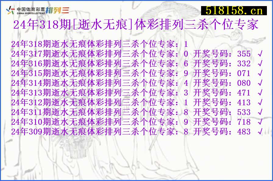 24年318期[逝水无痕]体彩排列三杀个位专家