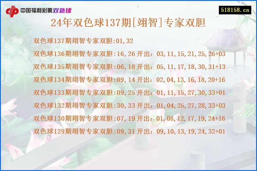 24年双色球137期[翊智]专家双胆