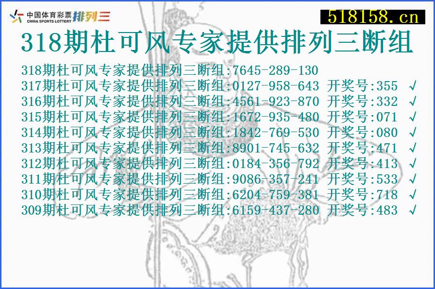 318期杜可风专家提供排列三断组