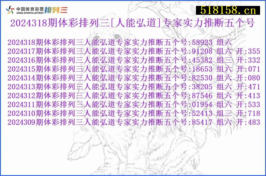 2024318期体彩排列三[人能弘道]专家实力推断五个号