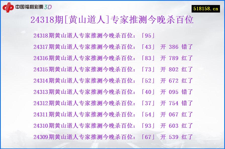 24318期[黄山道人]专家推测今晚杀百位