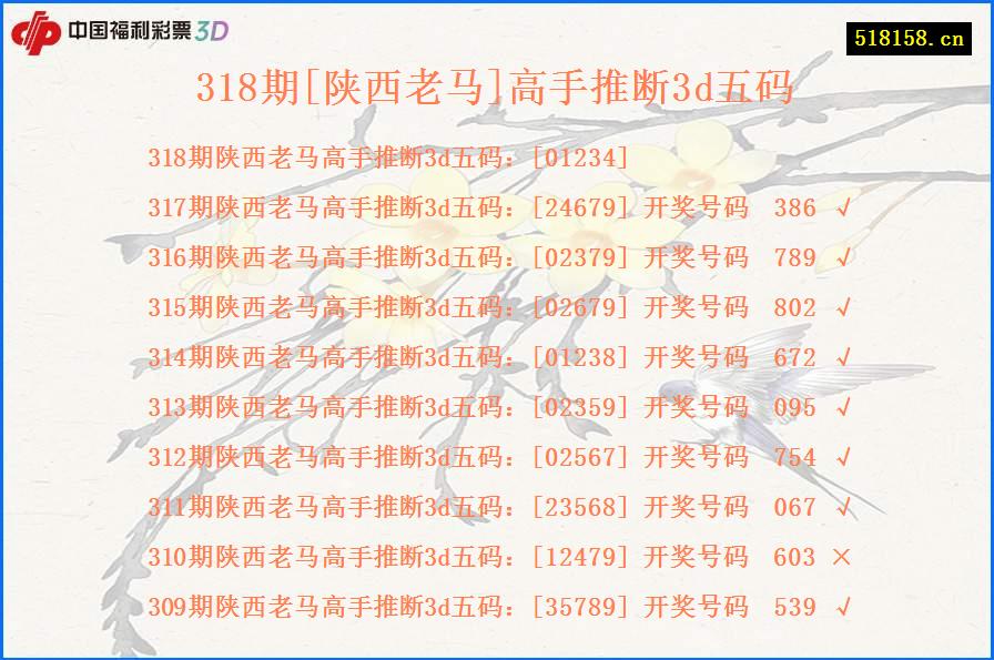 318期[陕西老马]高手推断3d五码