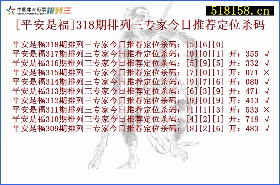 [平安是福]318期排列三专家今日推荐定位杀码