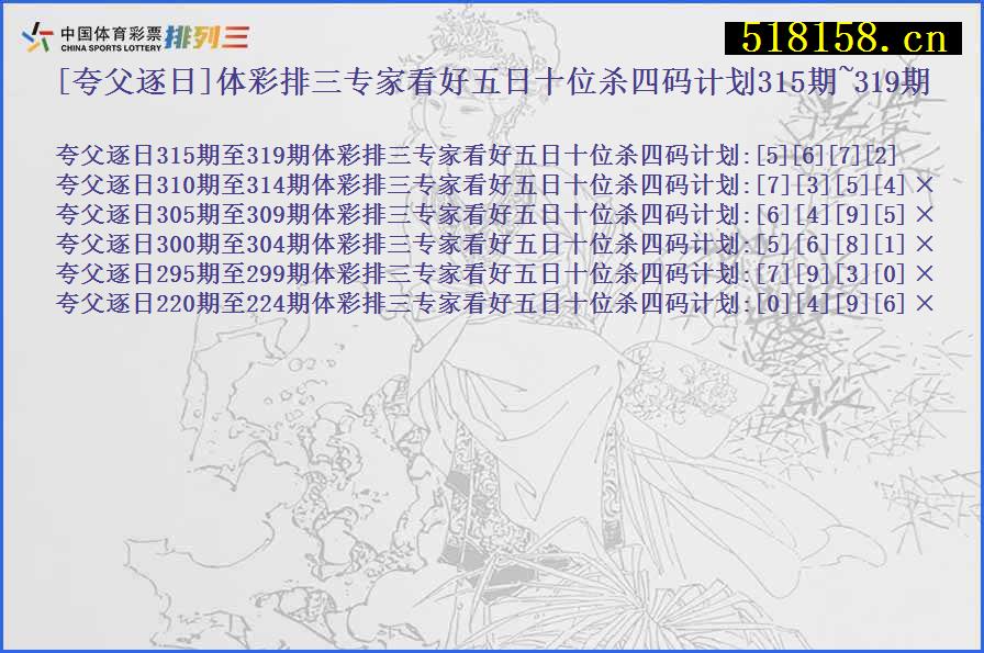 [夸父逐日]体彩排三专家看好五日十位杀四码计划315期~319期