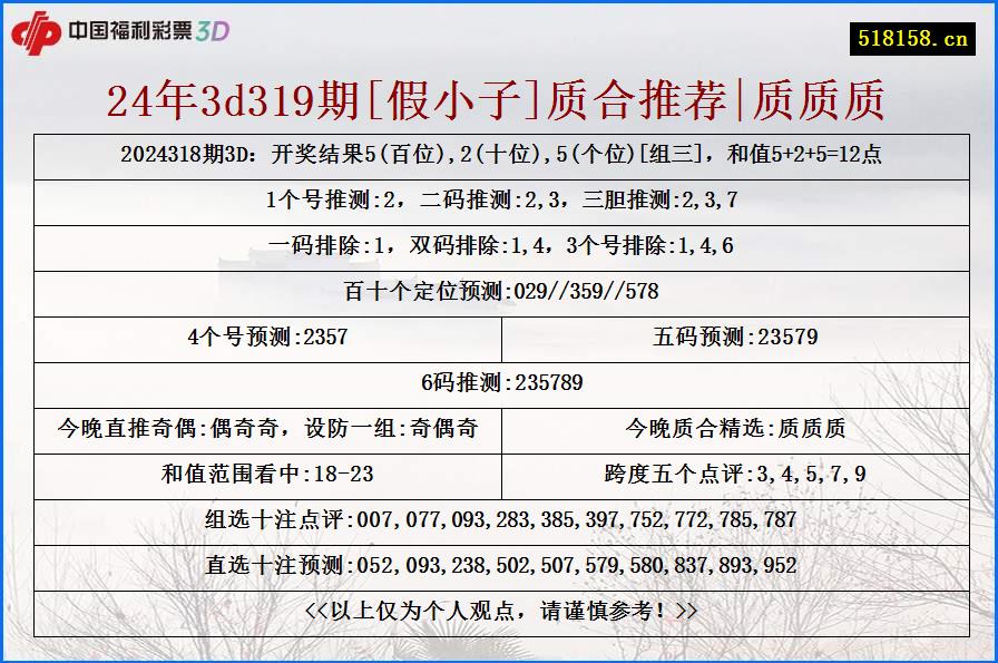 24年3d319期[假小子]质合推荐|质质质