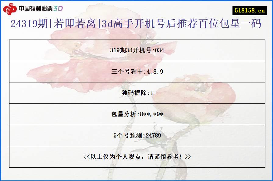 24319期[若即若离]3d高手开机号后推荐百位包星一码
