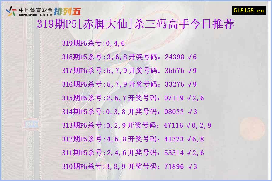 319期P5[赤脚大仙]杀三码高手今日推荐