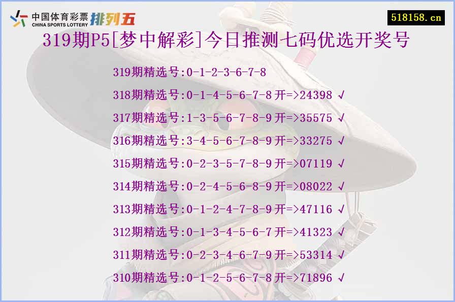 319期P5[梦中解彩]今日推测七码优选开奖号