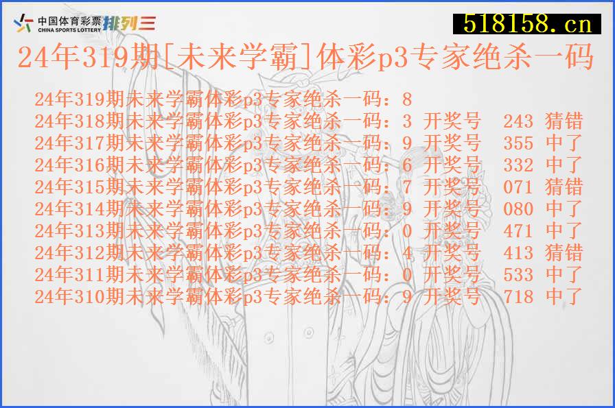 24年319期[未来学霸]体彩p3专家绝杀一码