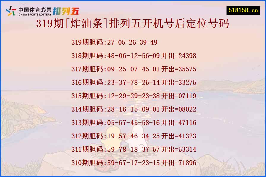 319期[炸油条]排列五开机号后定位号码