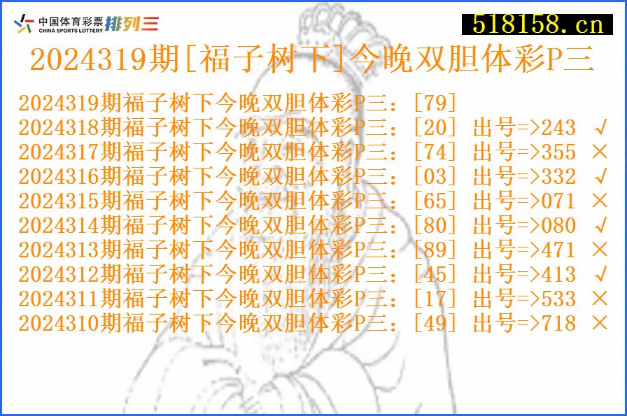 2024319期[福子树下]今晚双胆体彩P三