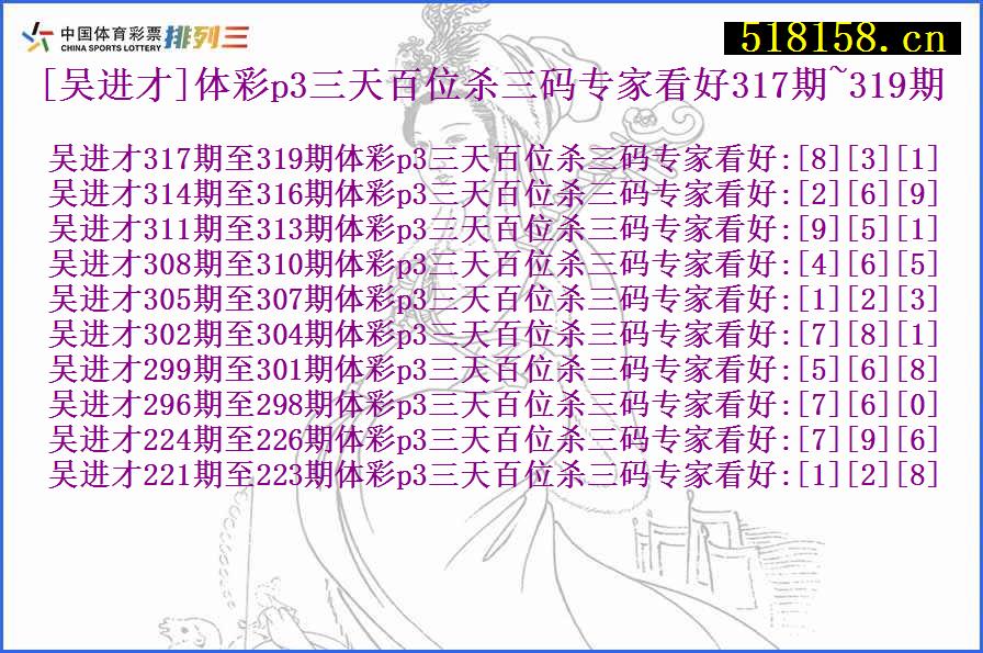 [吴进才]体彩p3三天百位杀三码专家看好317期~319期