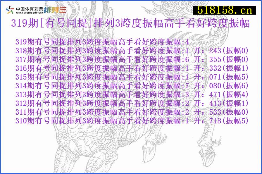 319期[有号同捉]排列3跨度振幅高手看好跨度振幅