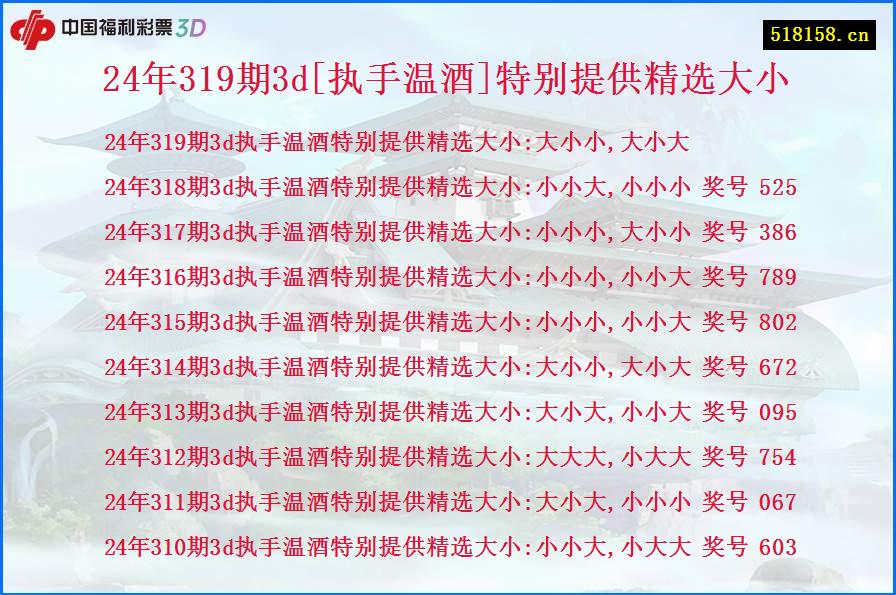 24年319期3d[执手温酒]特别提供精选大小