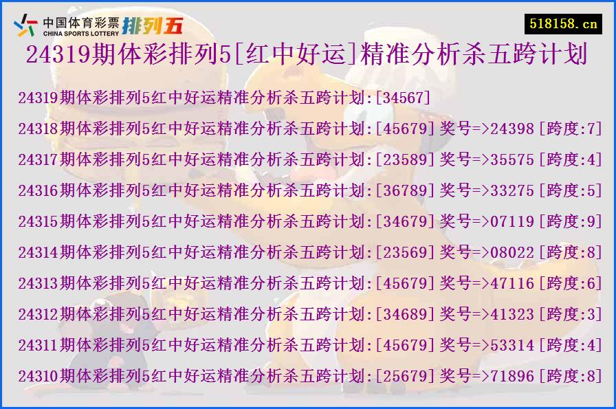 24319期体彩排列5[红中好运]精准分析杀五跨计划