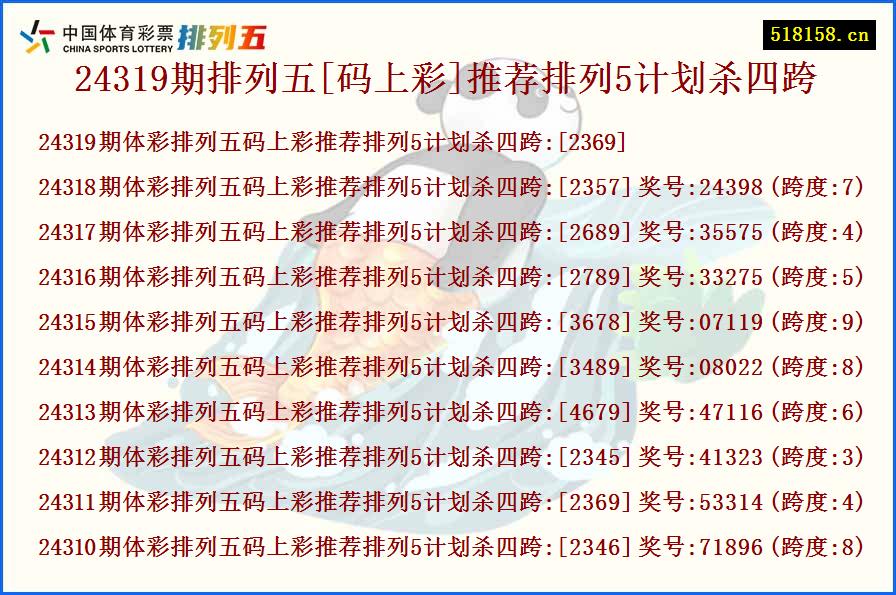 24319期排列五[码上彩]推荐排列5计划杀四跨