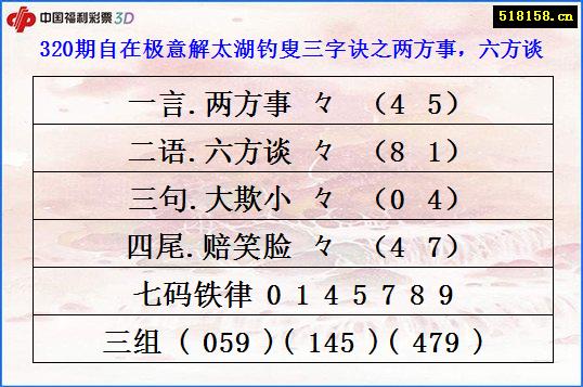 320期自在极意解太湖钓叟三字诀之两方事，六方谈