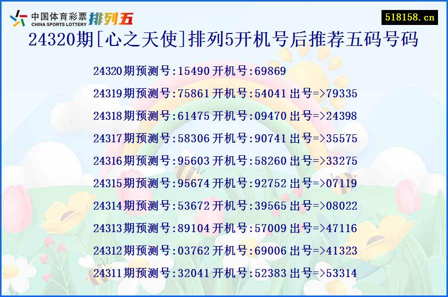 24320期[心之天使]排列5开机号后推荐五码号码