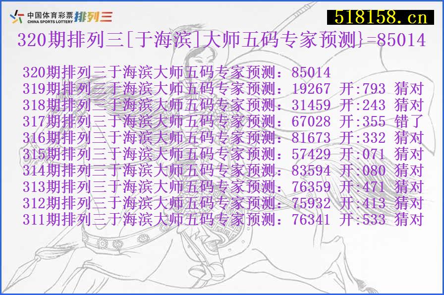 320期排列三[于海滨]大师五码专家预测}=85014