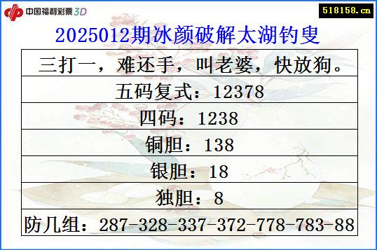 2025012期冰颜破解太湖钓叟