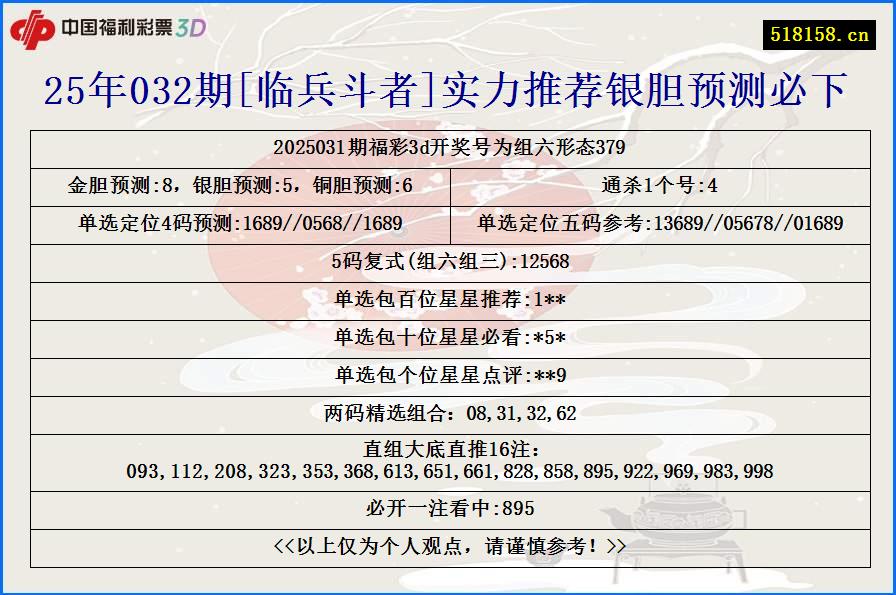 25年032期[临兵斗者]实力推荐银胆预测必下