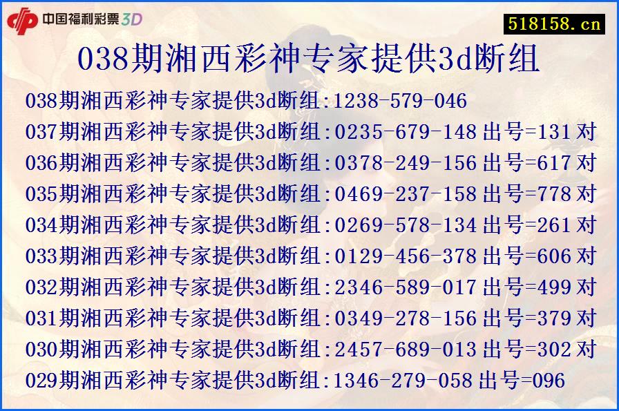 038期湘西彩神专家提供3d断组