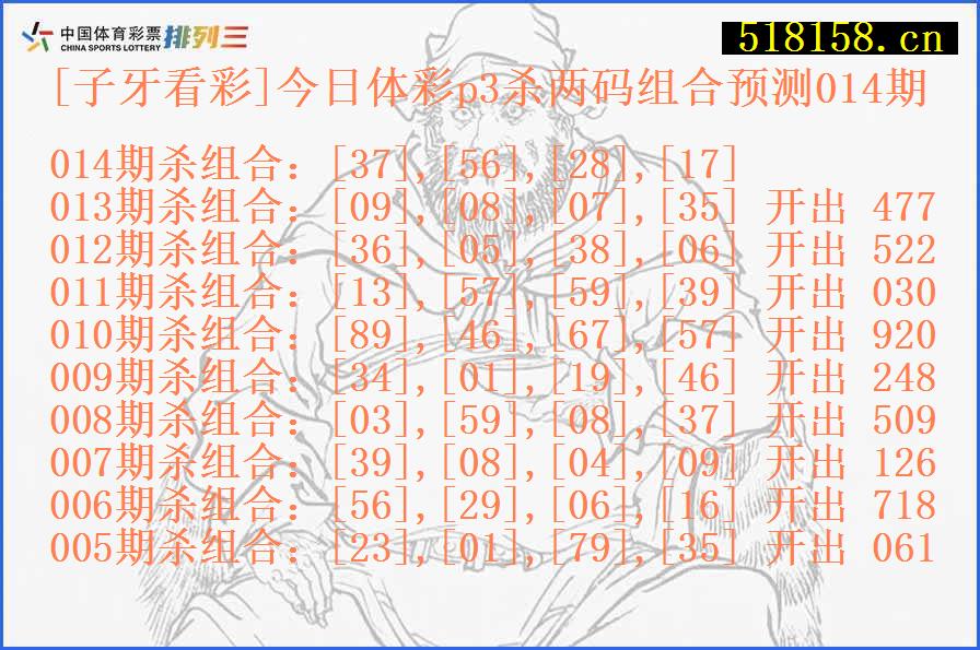 [子牙看彩]今日体彩p3杀两码组合预测014期