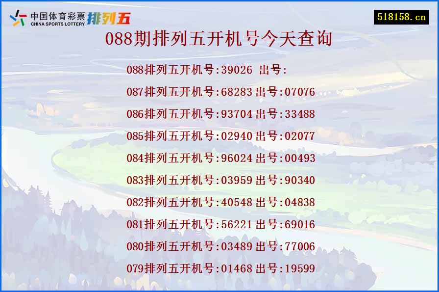 088期排列五开机号今天查询