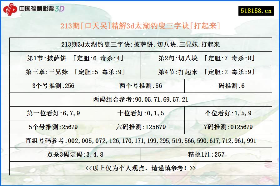 213期[口天吴]精解3d太湖钓叟三字诀[打起来]
